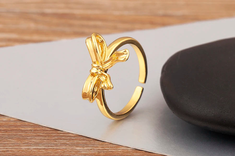 "Retro Bow Zircon Ring – Adjustable Women’s Jewelry Gift