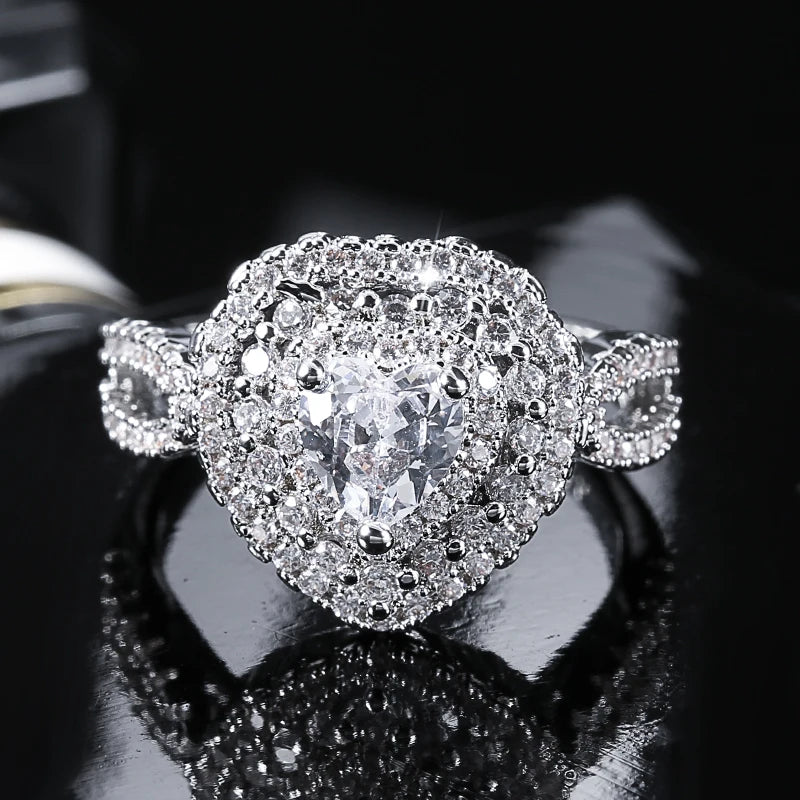 “Kinel Rose Gold Floral Zircon Ring”