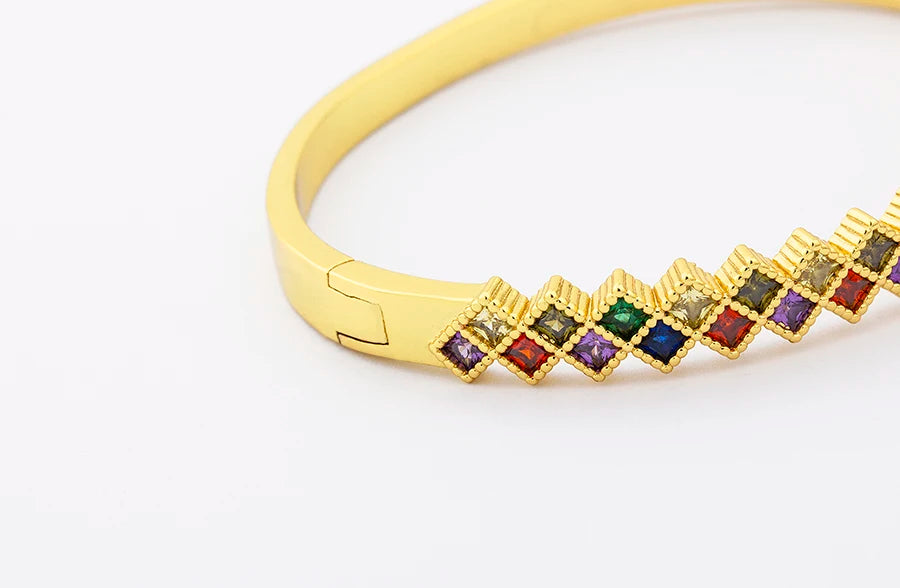 "Luxury CZ Gold Plated Bangle – Stackable Women’s Bracelet