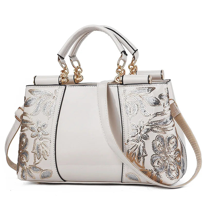 Embroidery Leather Shoulder Bag