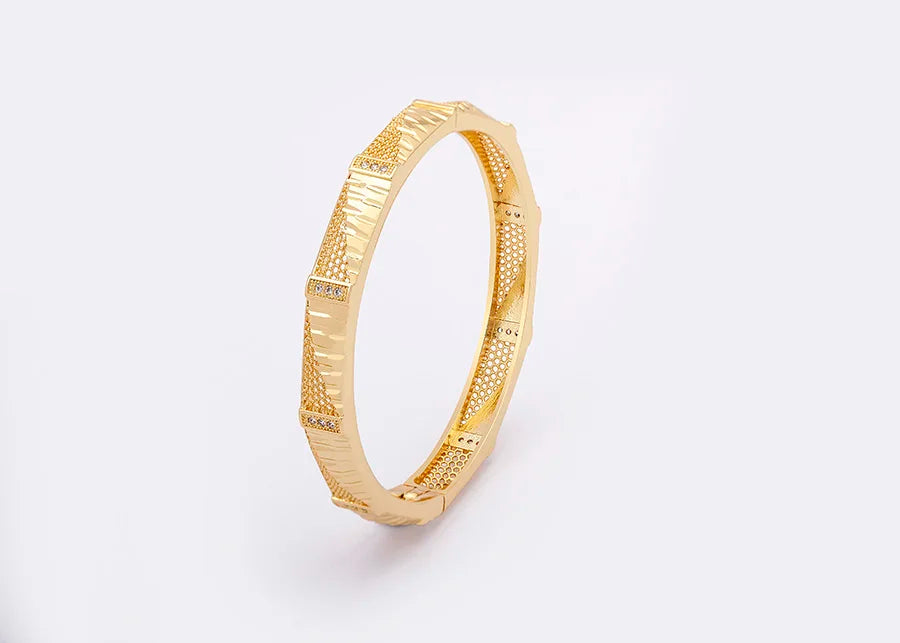 "Luxury CZ Gold Plated Bangle – Stackable Women’s Bracelet