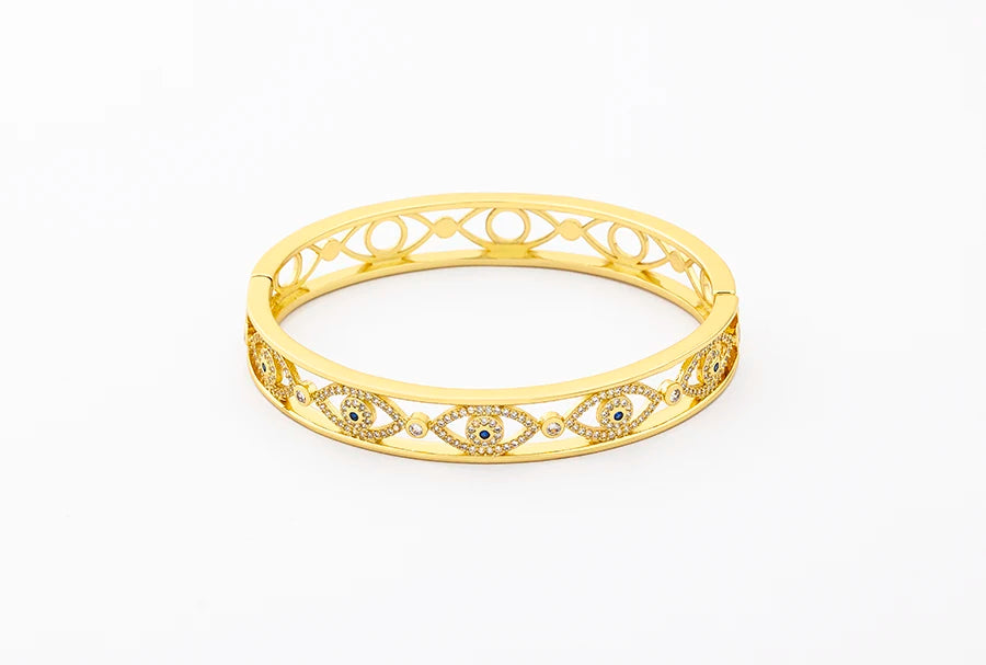 "Luxury CZ Gold Plated Bangle – Stackable Women’s Bracelet