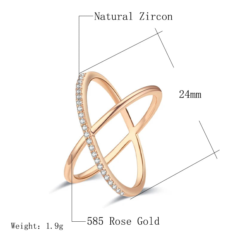Kinel Rose Gold Geometry Zircon Ring”