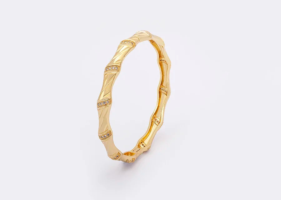 "Luxury CZ Gold Plated Bangle – Stackable Women’s Bracelet