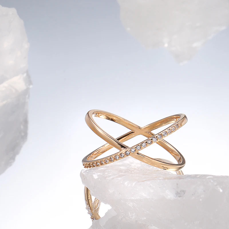 Kinel Rose Gold Geometry Zircon Ring”