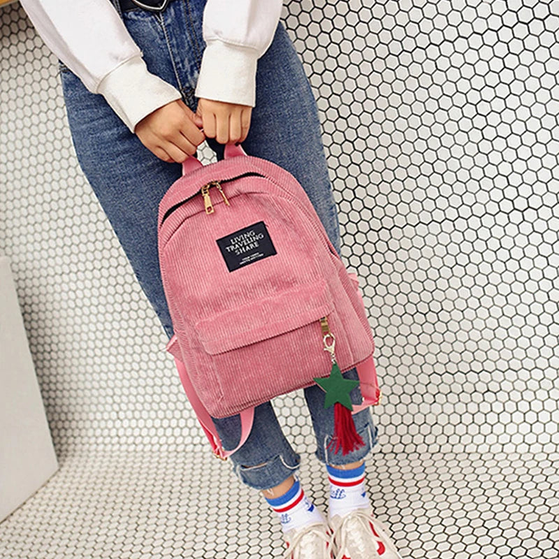 Casual Corduroy Backpack