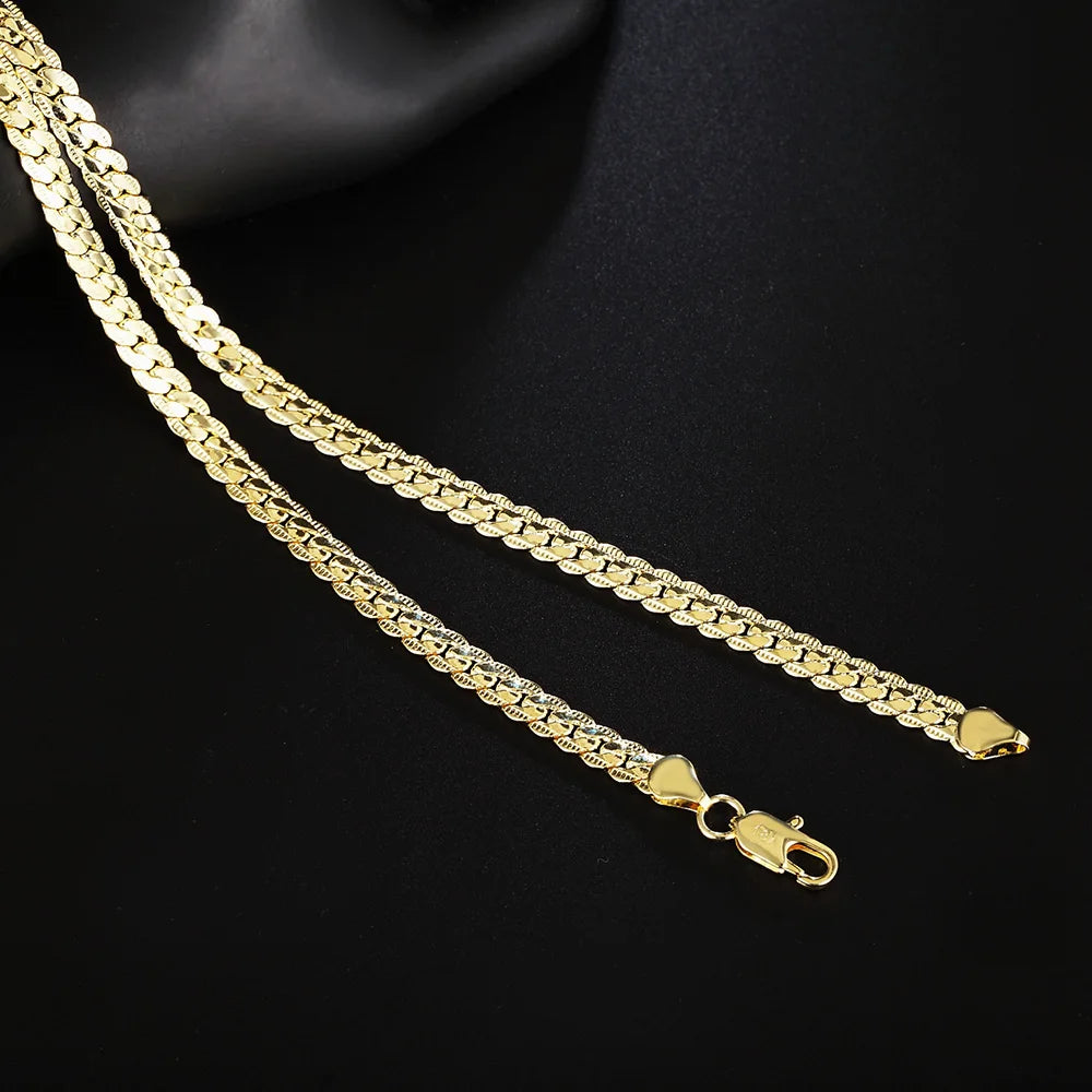 925 Silver & 18K Gold 6MM Chain Jewelry Set