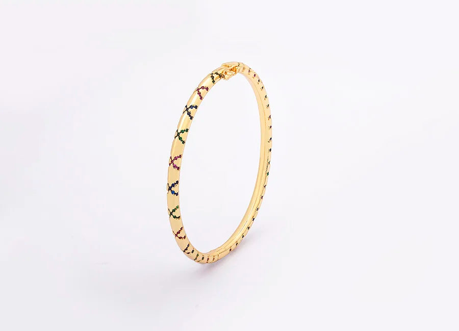 "Luxury CZ Gold Plated Bangle – Stackable Women’s Bracelet