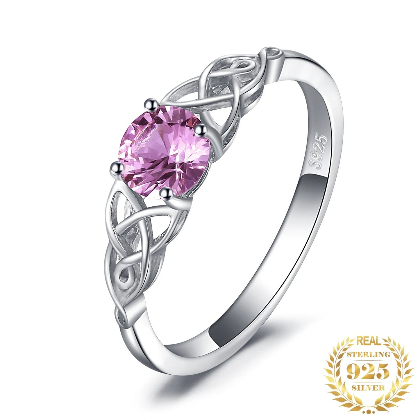 Celtic Knot Pink Sapphire Silver Ring