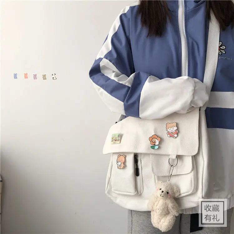 Casual Printed Canvas Messenger & Satchel Bag