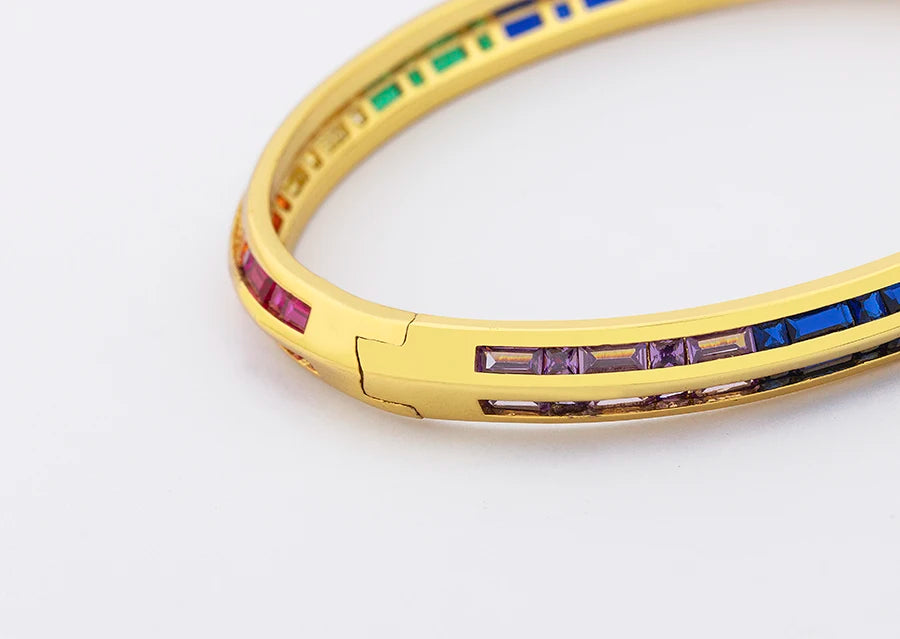 "Luxury CZ Gold Plated Bangle – Stackable Women’s Bracelet
