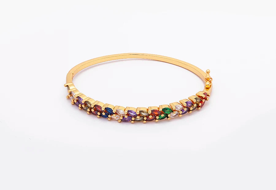 "Luxury CZ Gold Plated Bangle – Stackable Women’s Bracelet
