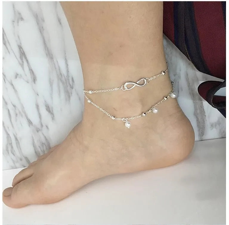 Butterfly Pendant Anklet, Gold & Silver