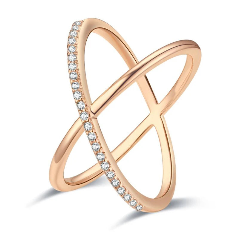 Kinel Rose Gold Geometry Zircon Ring”