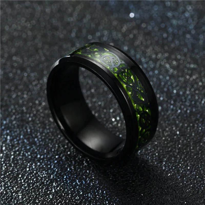 Punk Black Carbon Fiber Ring for Men”