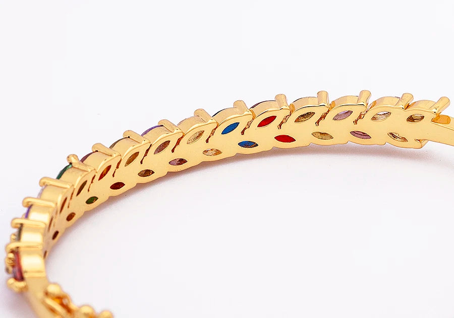 "Luxury CZ Gold Plated Bangle – Stackable Women’s Bracelet