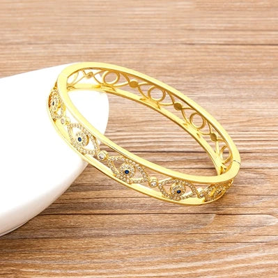 "Luxury CZ Gold Plated Bangle – Stackable Women’s Bracelet