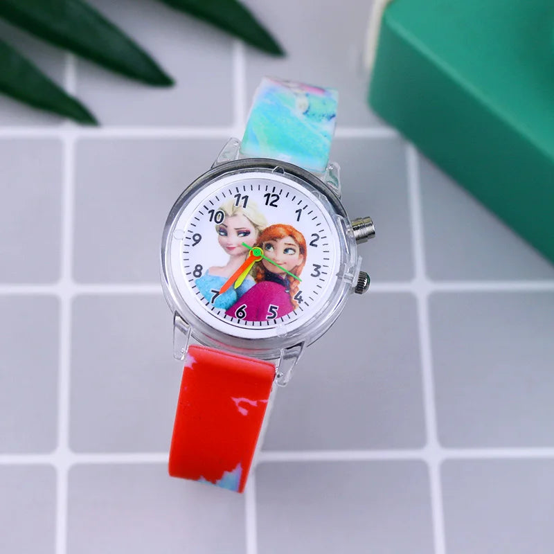 Kids Fashion Elsa Cartoon Light-Up Watch with Bracelet