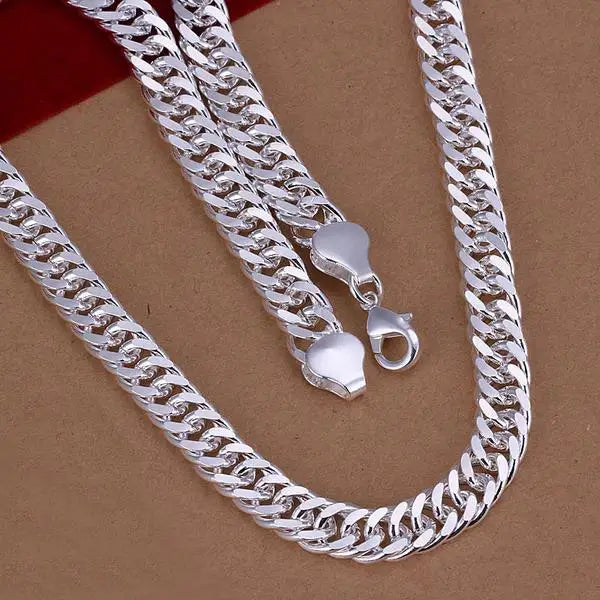 925 Silver Cuban Chain Necklace & Bracelet Set