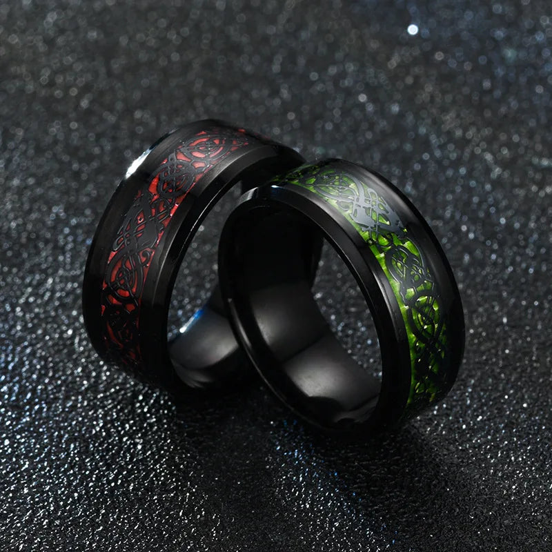 Punk Black Carbon Fiber Ring for Men”