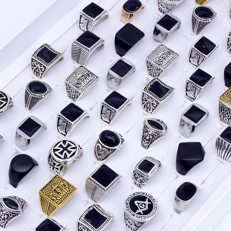 1️⃣ “Geometric Square Metal Rings for Men