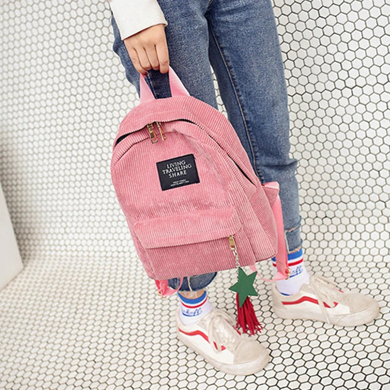 Casual Corduroy Backpack