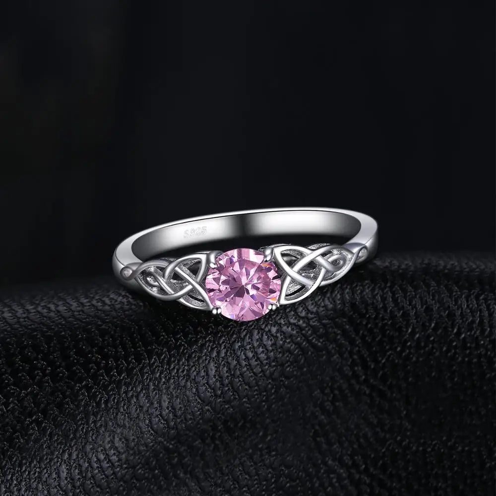 Celtic Knot Pink Sapphire Silver Ring
