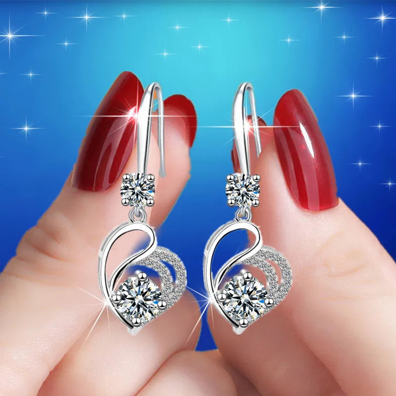 Cute Blue Heart Drop Earrings – Classic Wedding Jewelry