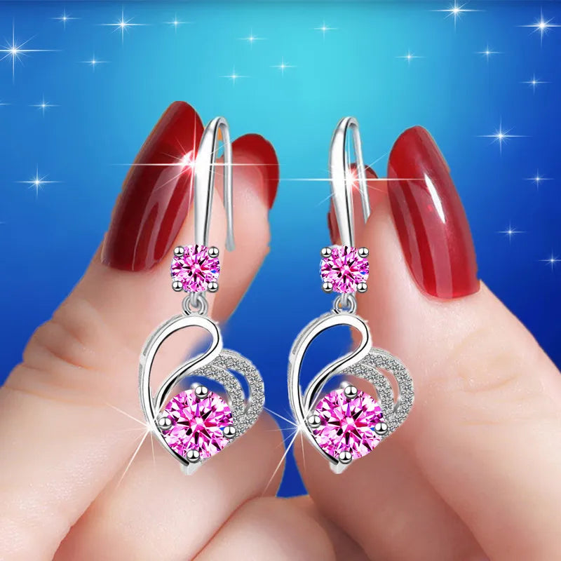 Cute Blue Heart Drop Earrings – Classic Wedding Jewelry