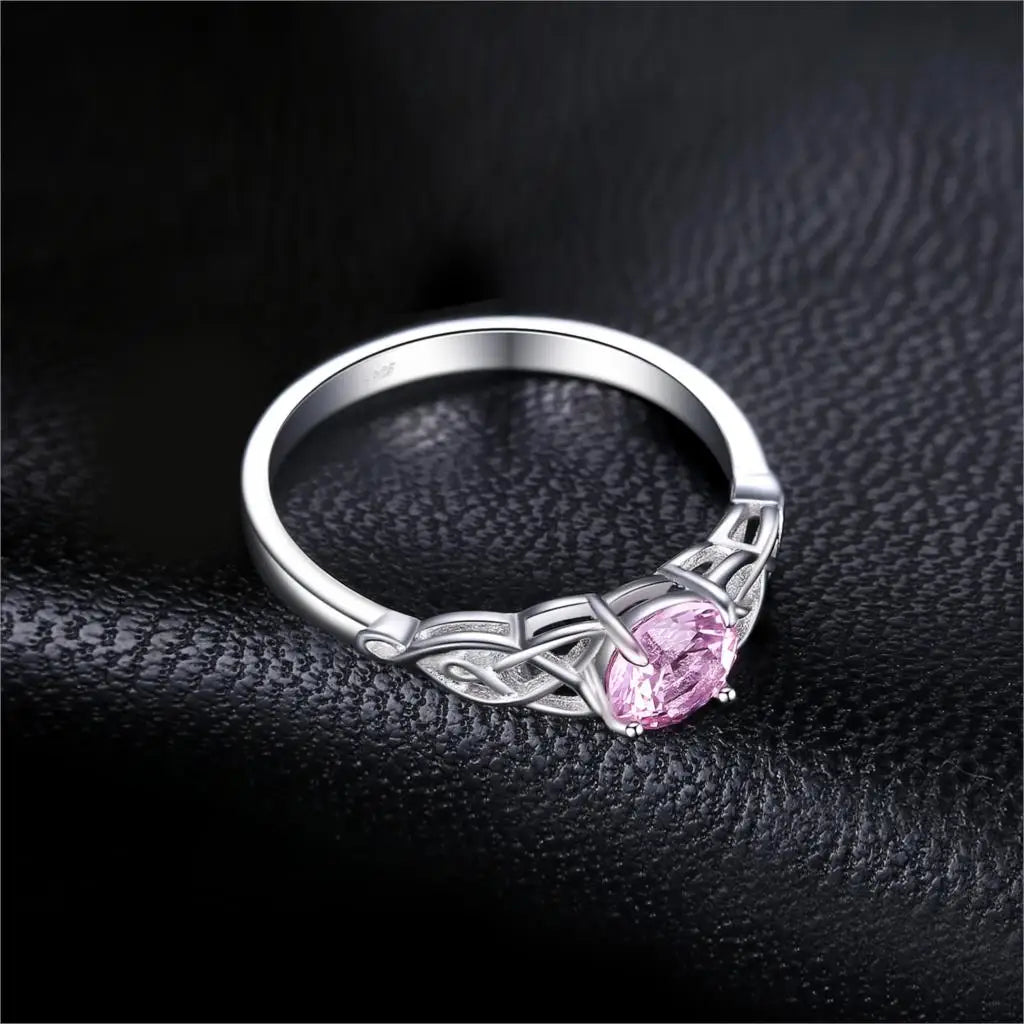 Celtic Knot Pink Sapphire Silver Ring