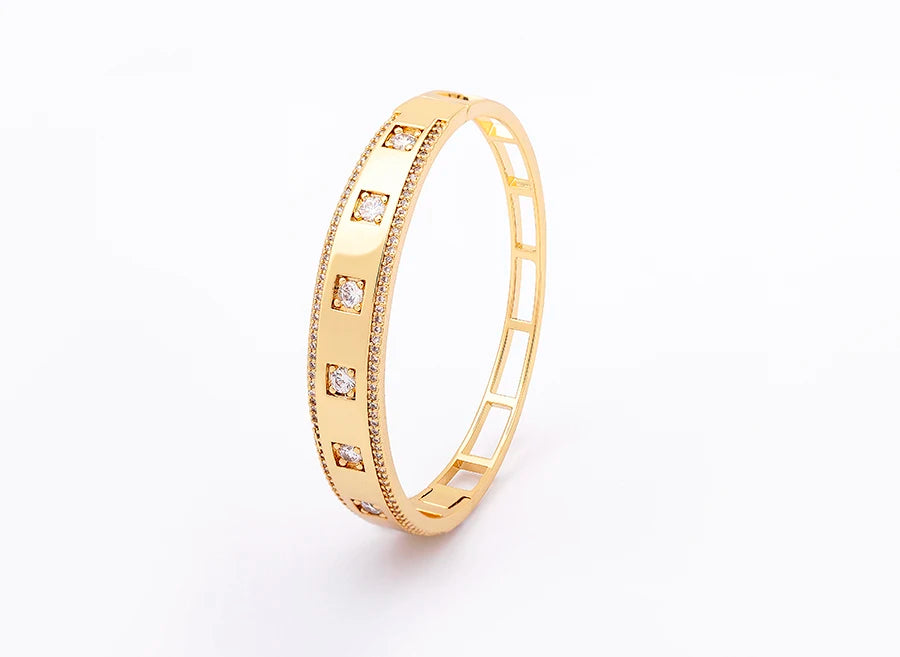 "Luxury CZ Gold Plated Bangle – Stackable Women’s Bracelet