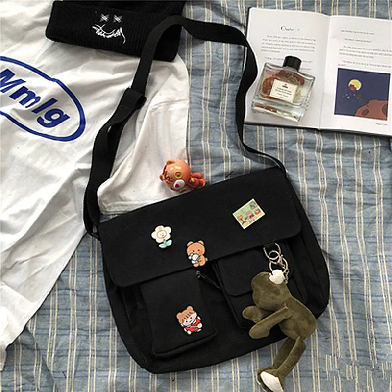 Casual Printed Canvas Messenger & Satchel Bag