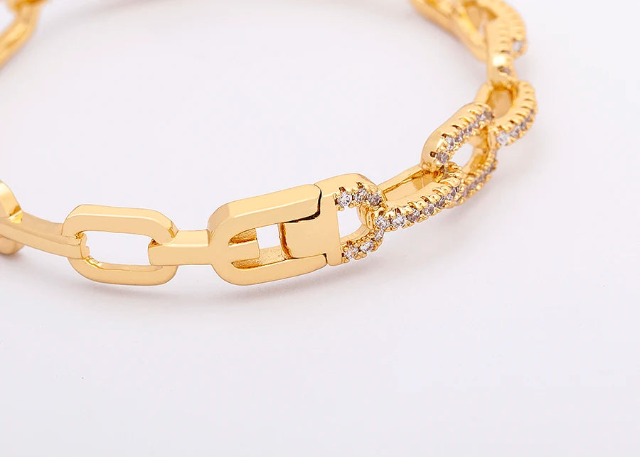 "Luxury CZ Gold Plated Bangle – Stackable Women’s Bracelet