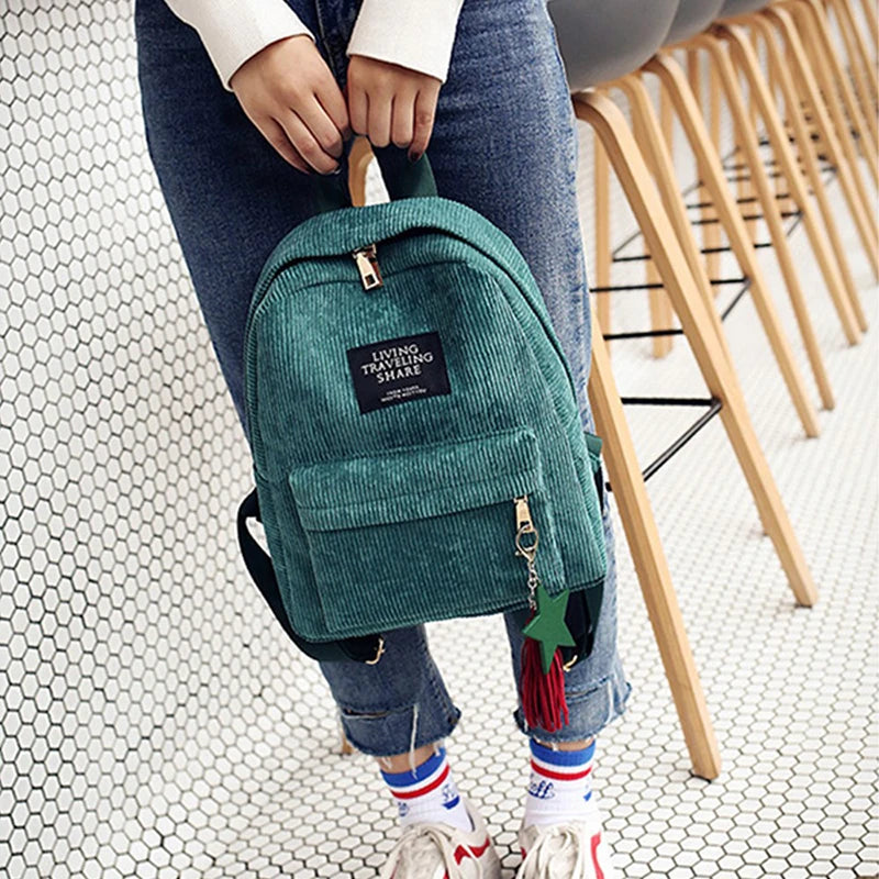 Casual Corduroy Backpack