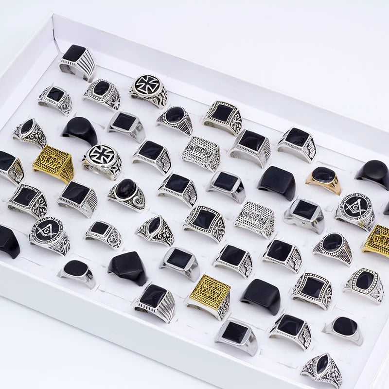 1️⃣ “Geometric Square Metal Rings for Men
