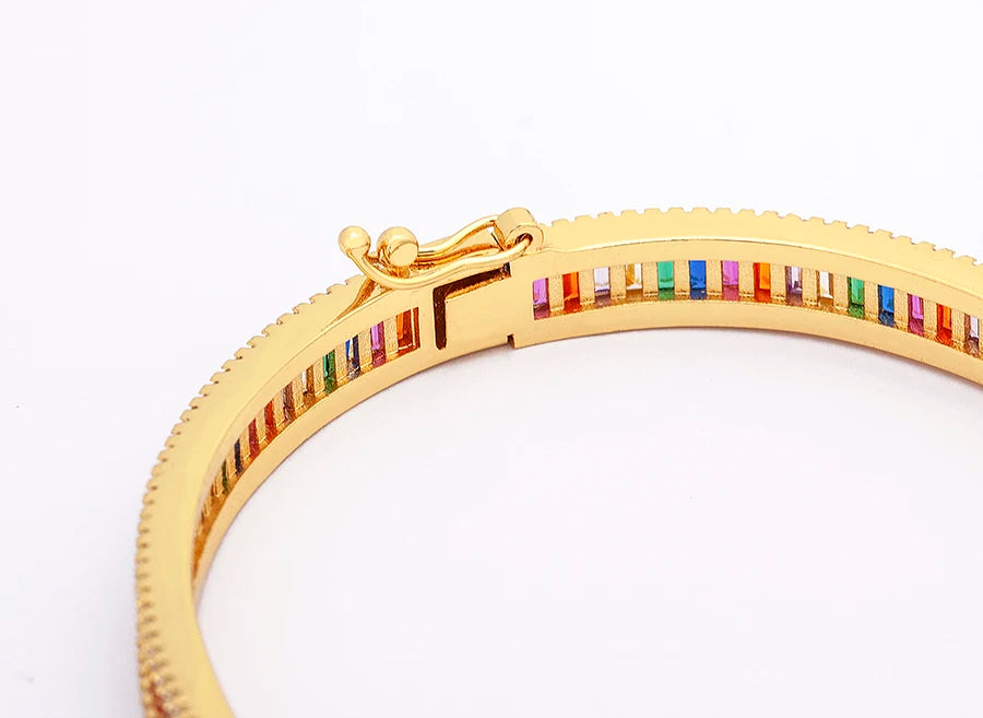 "Luxury CZ Gold Plated Bangle – Stackable Women’s Bracelet