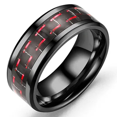 Punk Black Carbon Fiber Ring for Men”