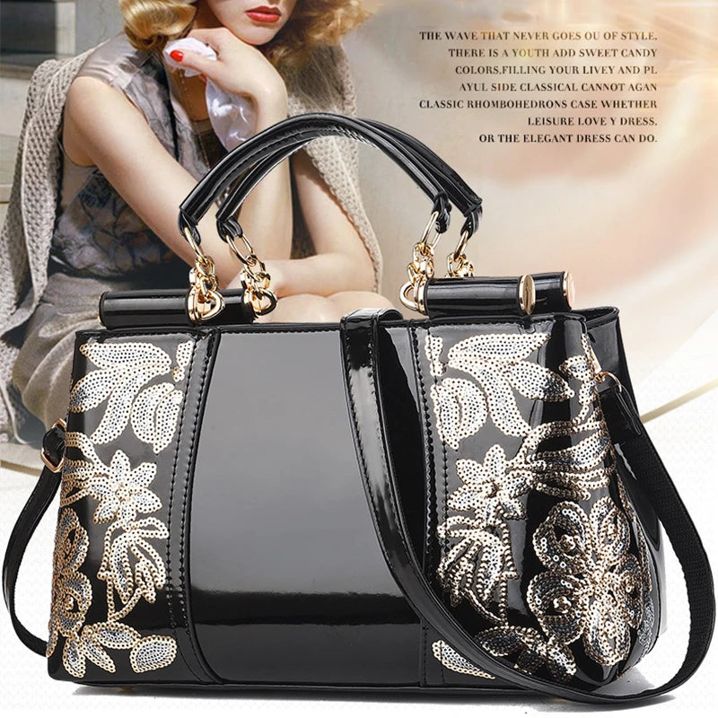 Embroidery Leather Shoulder Bag