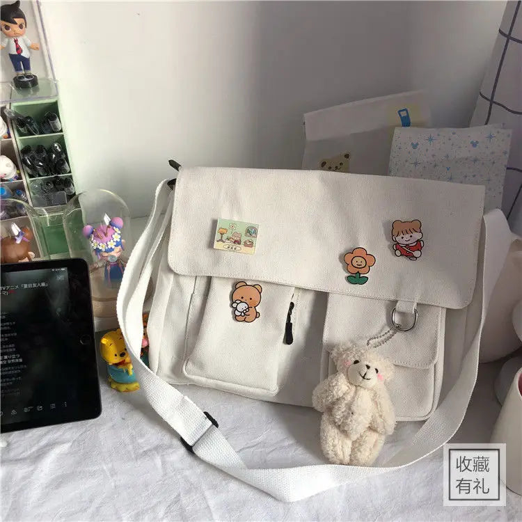 Casual Printed Canvas Messenger & Satchel Bag