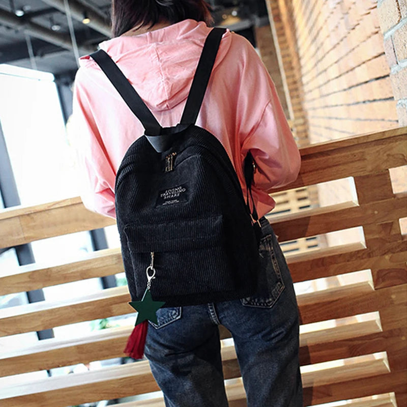 Casual Corduroy Backpack
