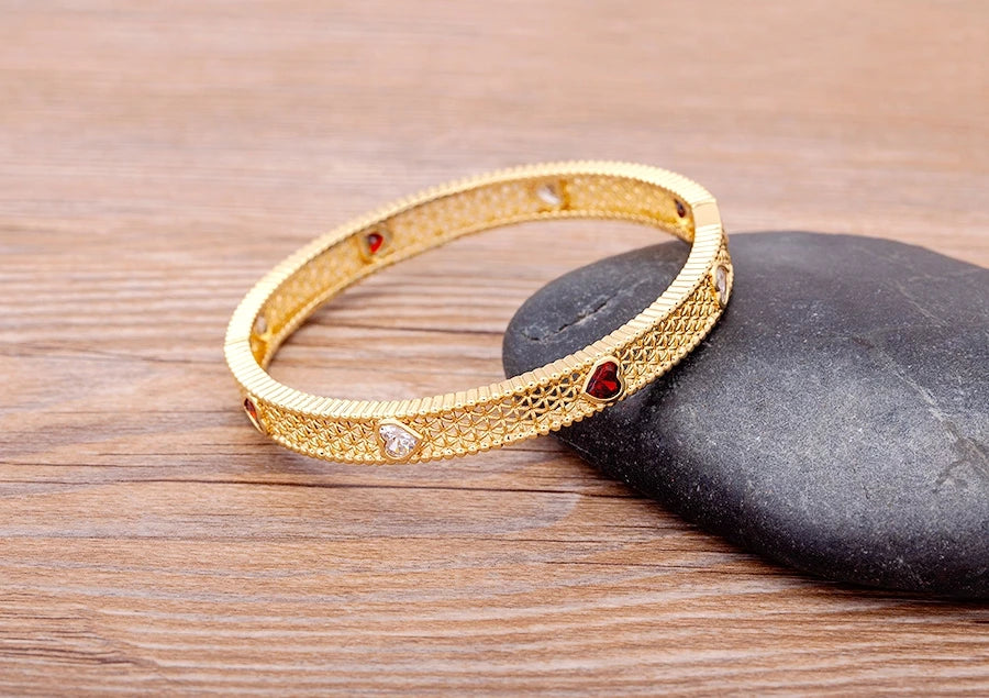 "Luxury CZ Gold Plated Bangle – Stackable Women’s Bracelet