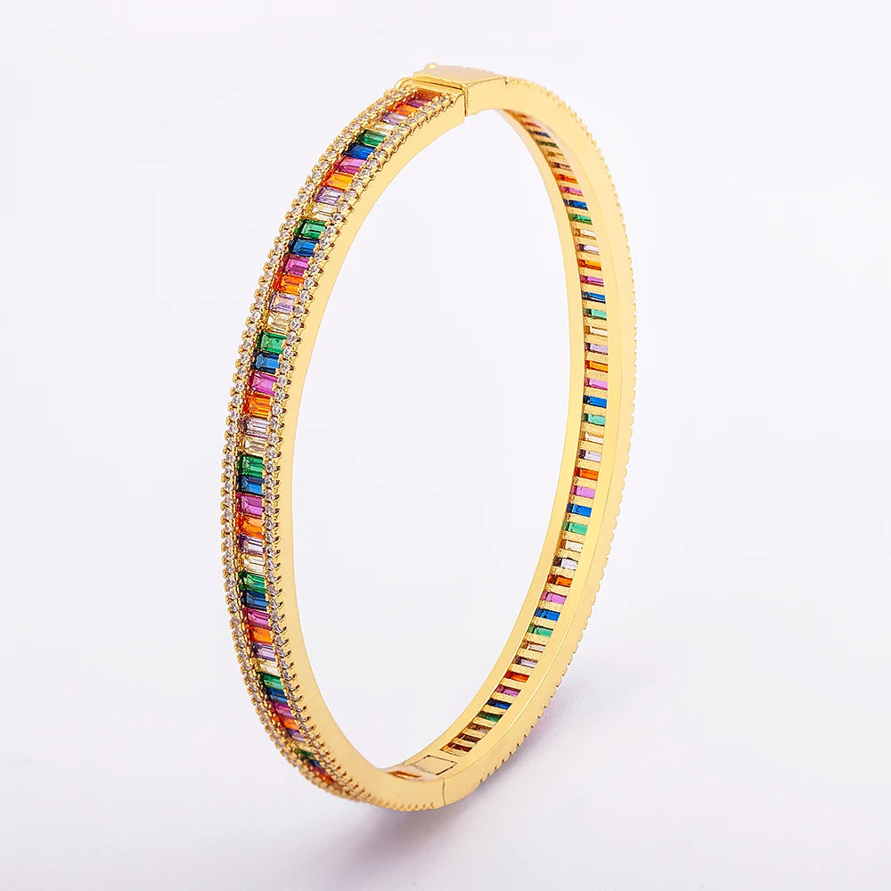 "Luxury CZ Gold Plated Bangle – Stackable Women’s Bracelet