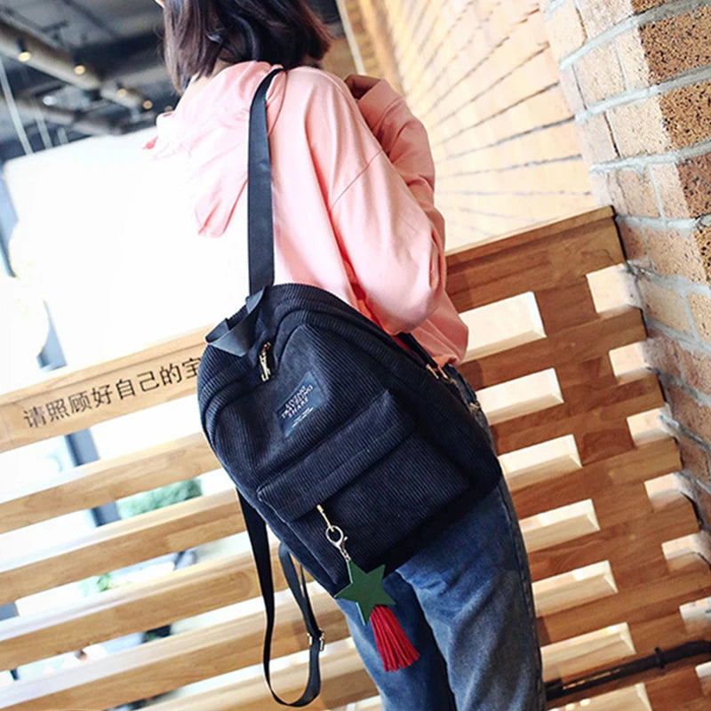Casual Corduroy Backpack