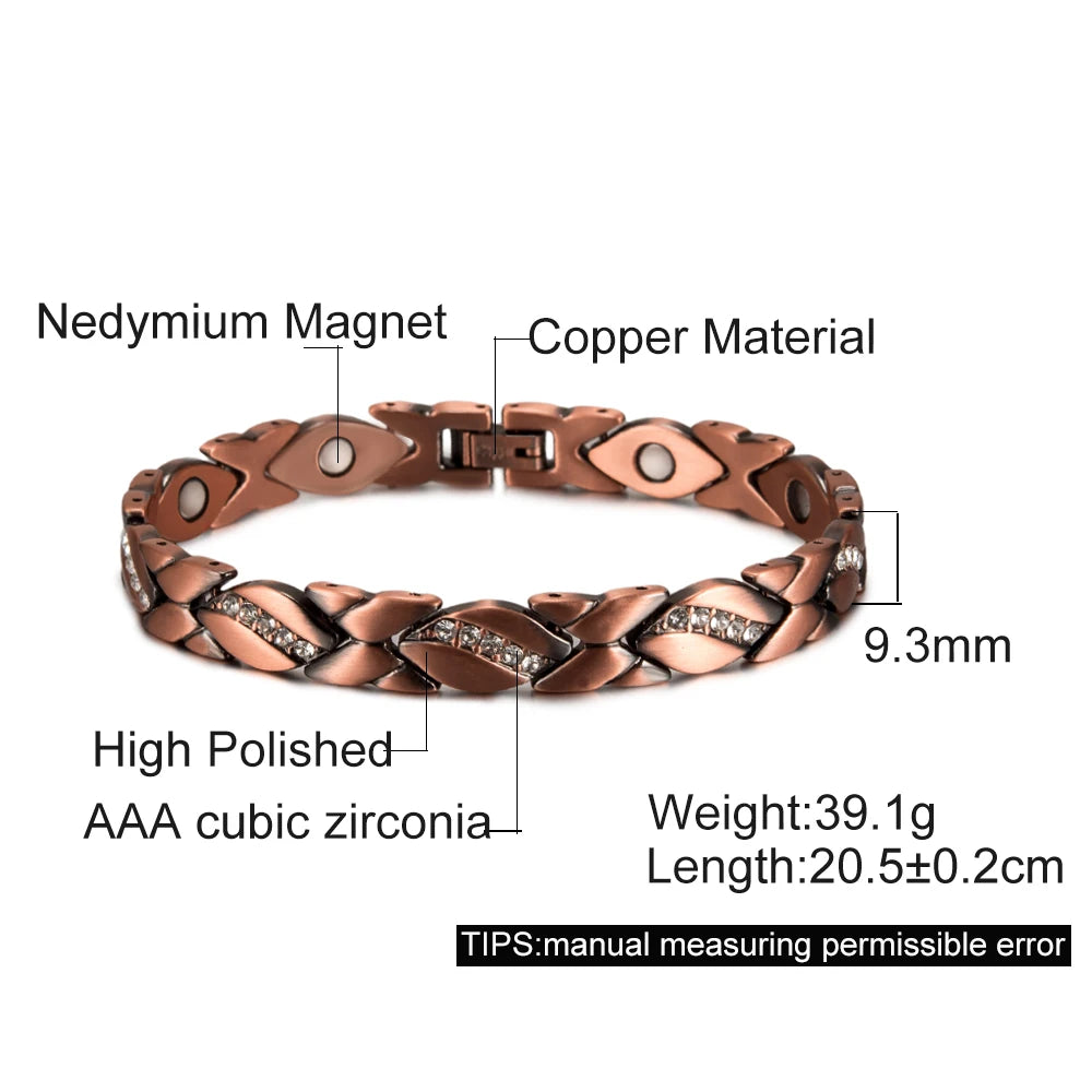 Magnetic Copper CZ Bracelet for Women”