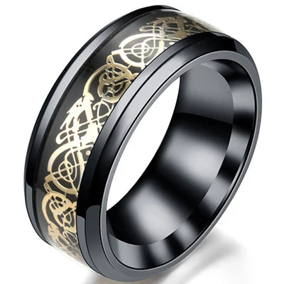 Punk Black Carbon Fiber Ring for Men”