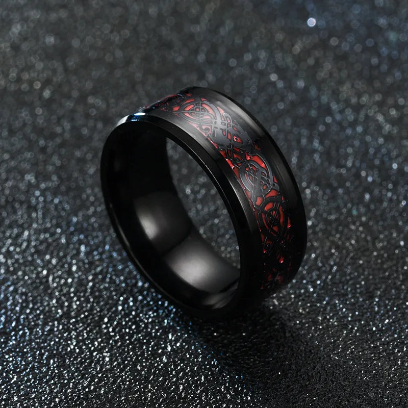 Punk Black Carbon Fiber Ring for Men”