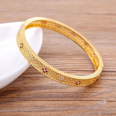 "Luxury CZ Gold Plated Bangle – Stackable Women’s Bracelet