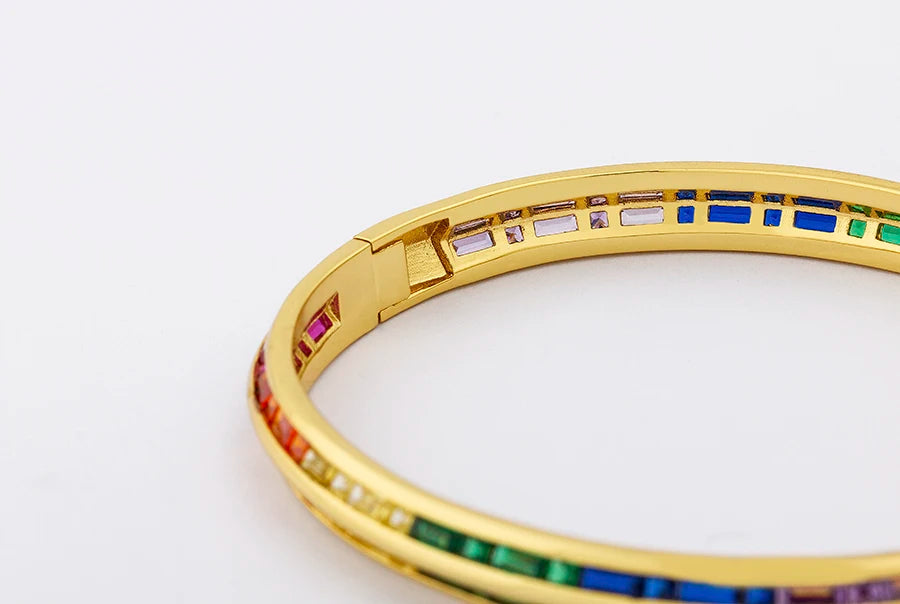 "Luxury CZ Gold Plated Bangle – Stackable Women’s Bracelet