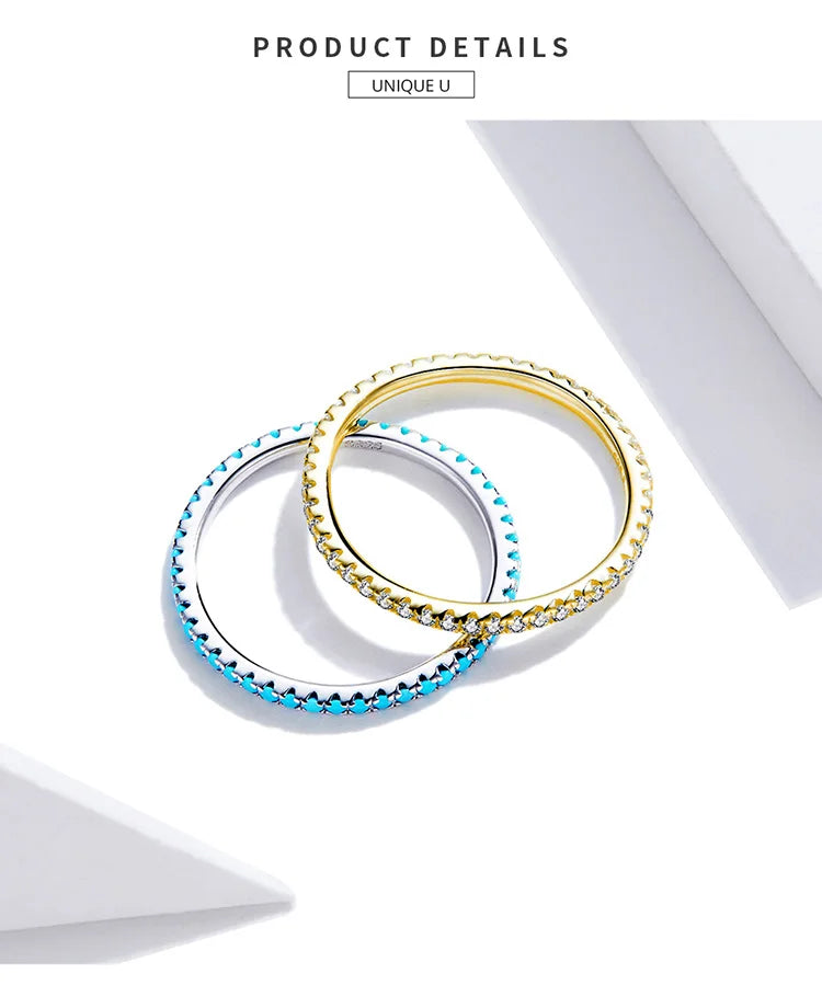 “Bamoer Gold Plated Sterling Silver Ring with Zircon Stones”