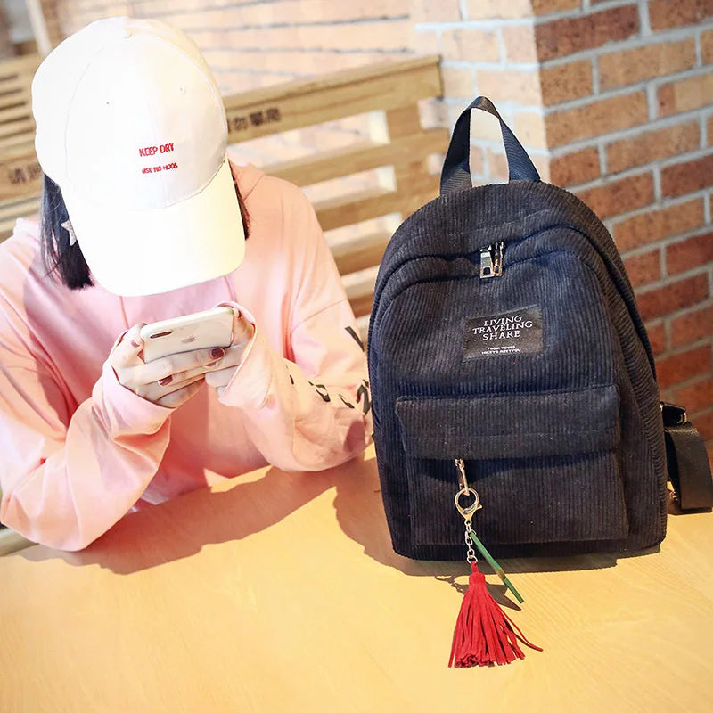 Casual Corduroy Backpack